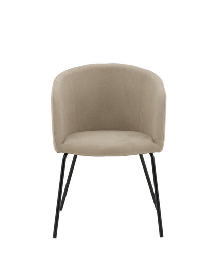 Berit Chair - Black / Beige Fabric (Polyester linen )