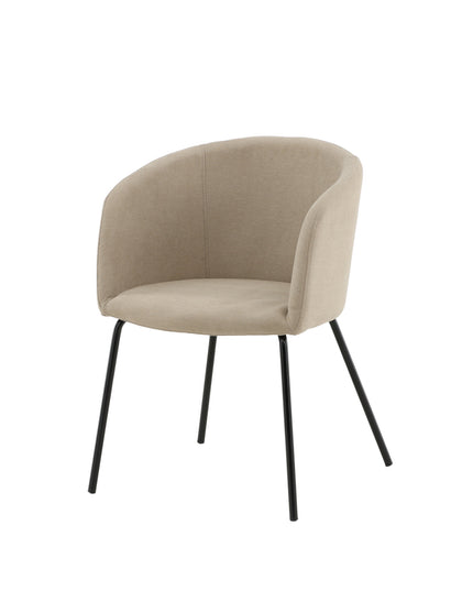 Berit Chair - Black / Beige Fabric (Polyester linen )