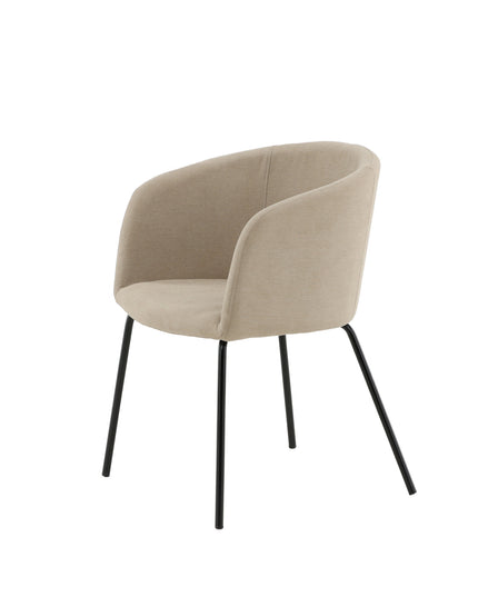 Berit Chair - Black / Beige Fabric (Polyester linen )