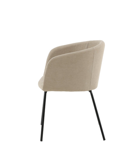 Berit Chair - Black / Beige Fabric (Polyester linen )