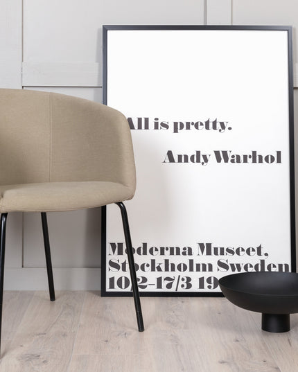 Berit Chair - Black / Beige Fabric (Polyester linen )