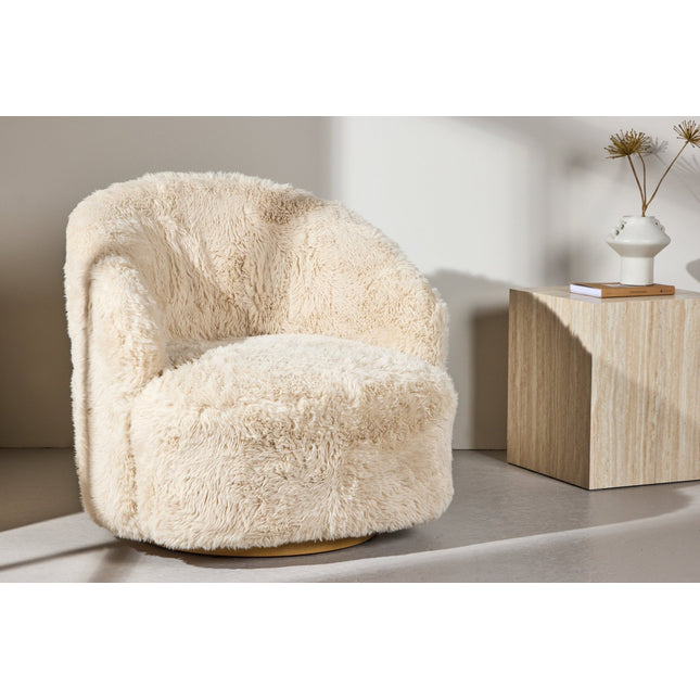 Astru nojatuoli - metalli puunvärinen/ beige tekoturkis - KalusteDuo_Huonekaluliike_Nojatuoli