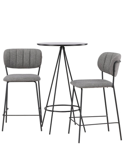 Bistro baaripöytä φ60 - musta / MDF viilulla +Bell baarituoli - musta / harmaa kangas - KalusteDuo_Huonekaluliike_Ruokailuryhmä