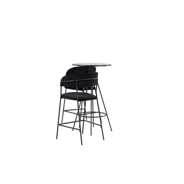 Bistro baaripöytä φ60 - musta / MDF viilulla +Lui baarituoli - musta / musta PU - KalusteDuo_Huonekaluliike_Ruokailuryhmä