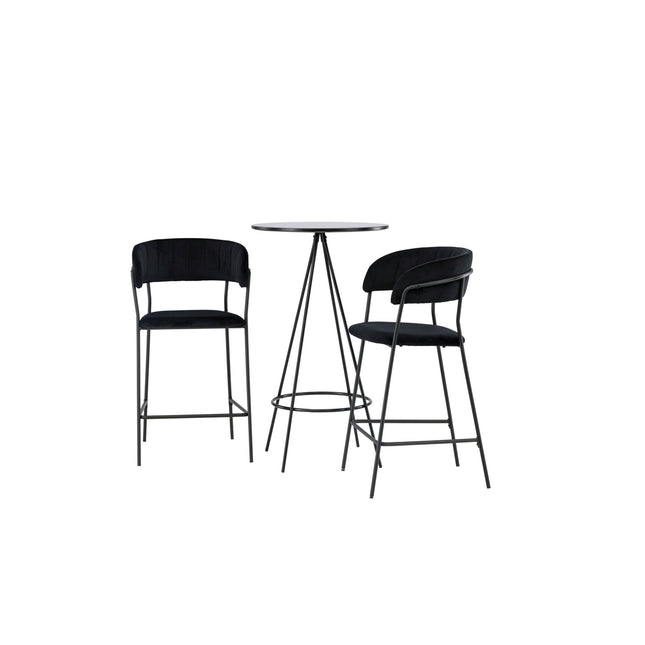 Bistro baaripöytä φ60 - musta / MDF viilulla +Lui baarituoli - musta / musta PU - KalusteDuo_Huonekaluliike_Ruokailuryhmä