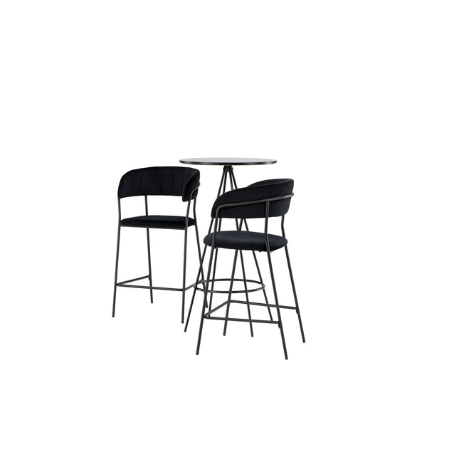 Bistro baaripöytä φ60 - musta / MDF viilulla +Lui baarituoli - musta / musta PU - KalusteDuo_Huonekaluliike_Ruokailuryhmä
