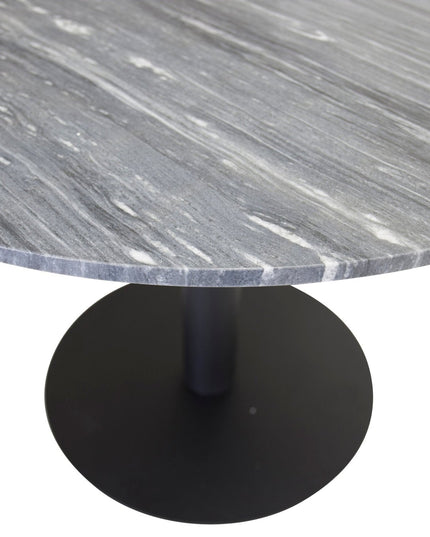 Estelle ruokapöytä pyöreä 106cm harmaa marmori / mustat jalat - #KalusteDuo_#Huonekaluliike_Ruokapöytä