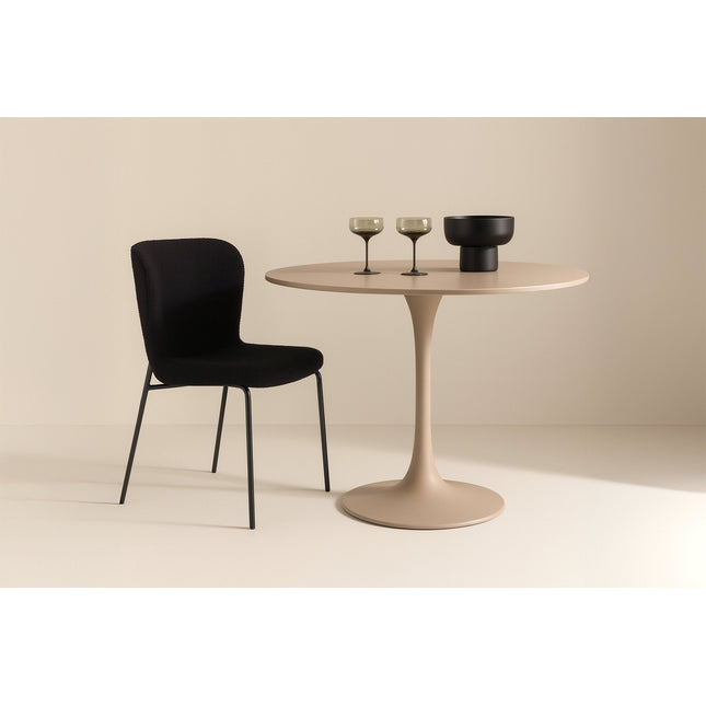 Glade pyöreä ruokapöytä φ100x75 cm - teräsrunko / MDF beige maalattu - KalusteDuo_Huonekaluliike_Ruokapöytä
