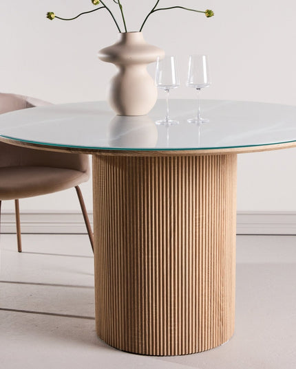 Härön ruokapöytä ø120x75 cm - kansi karkaistu lasi FSC 100% - #KalusteDuo_#Huonekaluliike_Ruokapöytä