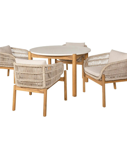 House Nordic Terracina ‑ruokailuryhmä ø120 cm – 4 hengelle, beige - KalusteDuo_Huonekaluliike_pihakaluste setti