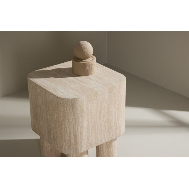 Klirou sivupöytä 40x40x50 - MDF travertiininvärinen - KalusteDuo_Huonekaluliike_Pöytä