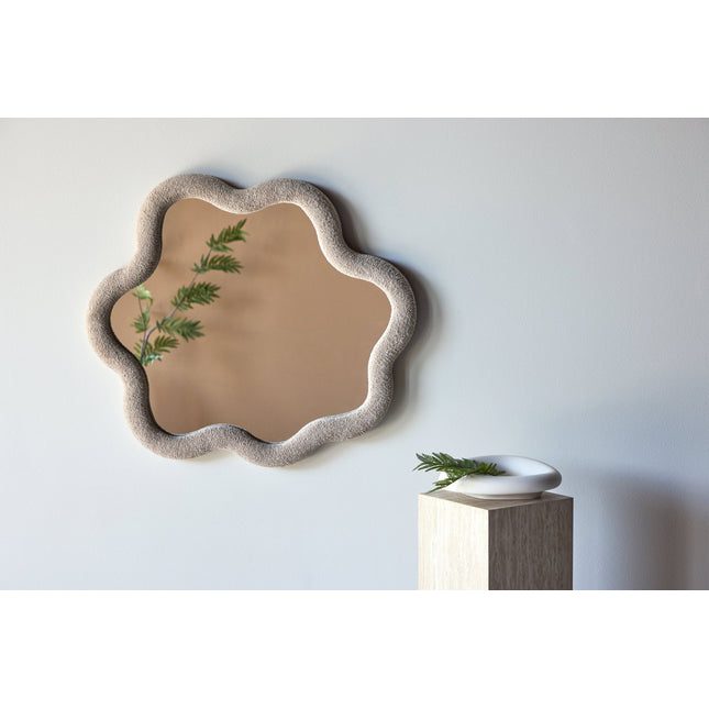 Kungsbacka peili 70x70 cm - MDF ja beige bouclé / kirkas lasi - KalusteDuo_Huonekaluliike_Peili