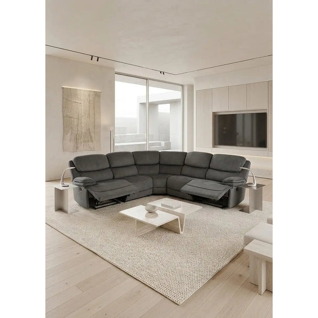Levo recliner‑kulmasohva 300×300 cm – harmaa - KalusteDuo_Huonekaluliike_recliner kulmasohva