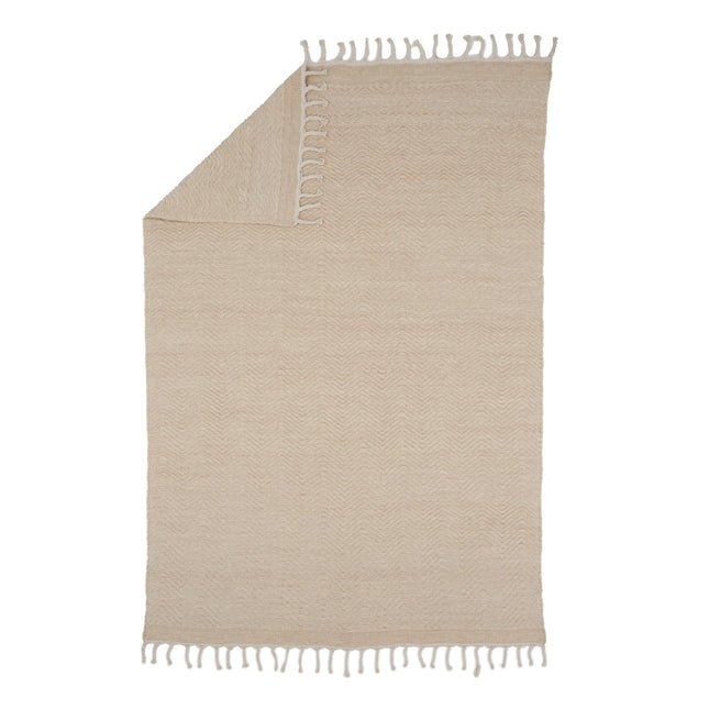 Loke villa/puuvillasekoite - 300*200 - Suorakaide-Valkoinen/Beige - KalusteDuo_Huonekaluliike_Matto