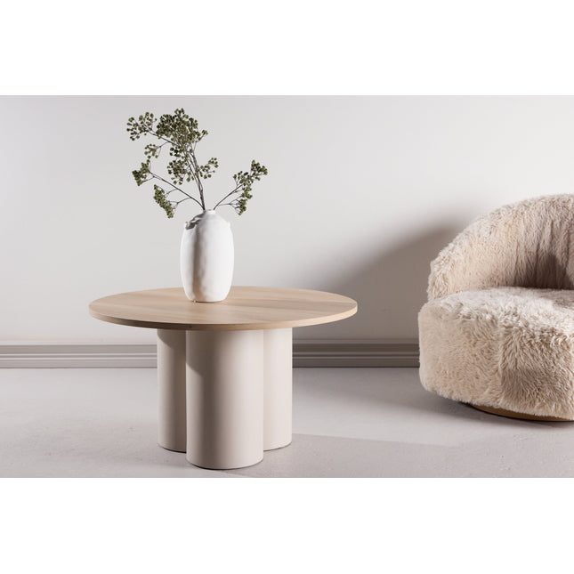 Olivia sohvapöytä ⌀80x45 cm - Beige / Valkolakattu - KalusteDuo_Huonekaluliike_Pöytä