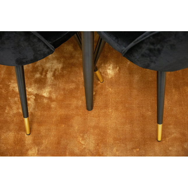 Plaza pyöreä ø100cm ruokapöytä - musta / musta + 4kpl Velvet ruokatuoleja messinki - musta / musta - KalusteDuo_Huonekaluliike_Ruokailuryhmä