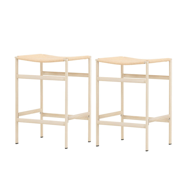 Polly baarituoli 2 kpl - valkolakattu / beige luonnonköysi - KalusteDuo_Huonekaluliike_Tuoli