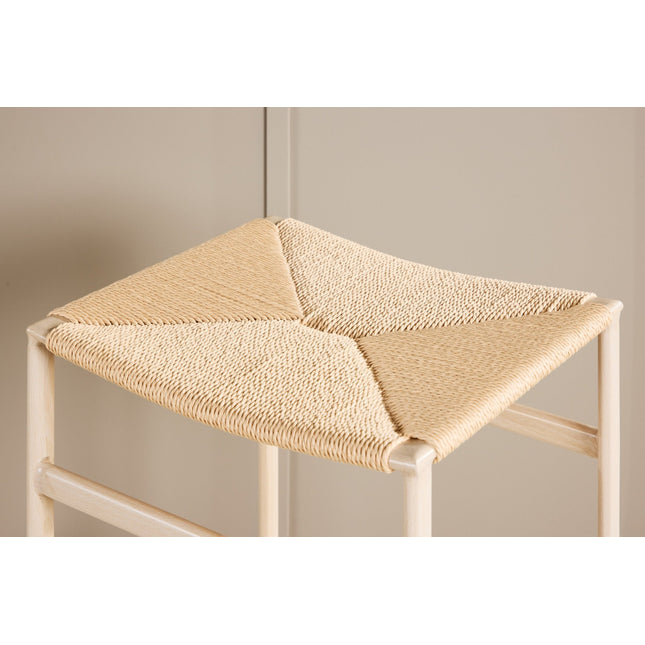 Polly baarituoli 2 kpl - valkolakattu / beige luonnonköysi - KalusteDuo_Huonekaluliike_Tuoli