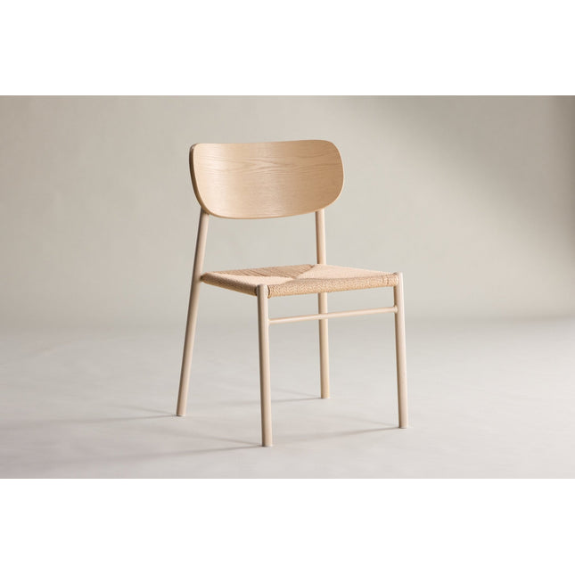 Polly ruokatuoli - valkolakattu / beige luonnonvärinen köysi - KalusteDuo_Huonekaluliike_Tuoli