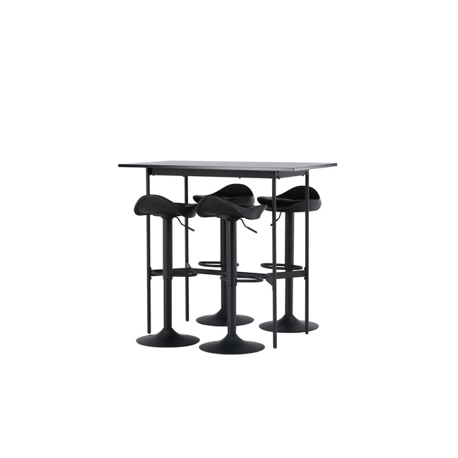 Rax baaripöytä 120*60 - musta / musta MDF +Adesto baarituoli - musta / mattamusta ABS - KalusteDuo_Huonekaluliike_Ruokailuryhmä