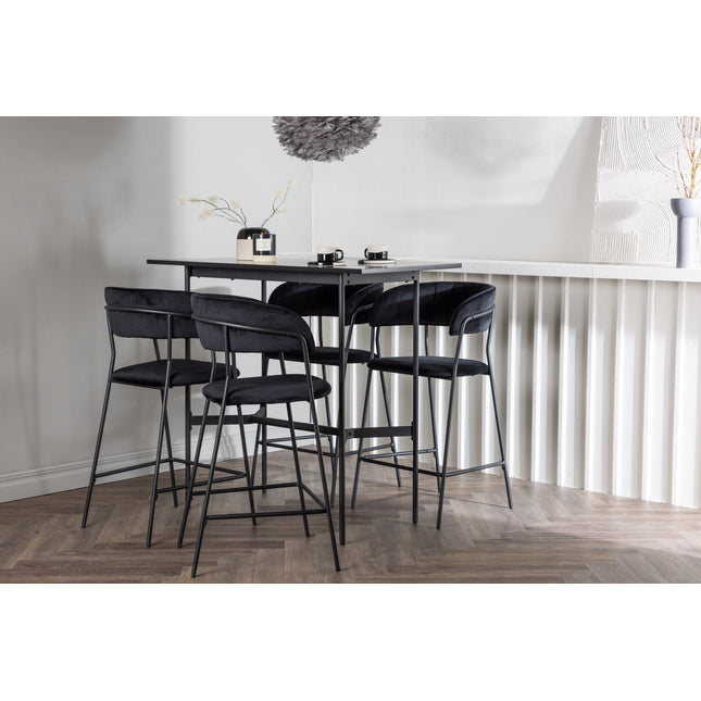 Rax baaripöytä 120*60 - musta / musta MDF +Lui baarituoli - musta / musta PU - KalusteDuo_Huonekaluliike_Ruokailuryhmä