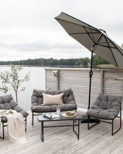 Sabal - aurinkovarjo LED-valolla - harmaa - 270cm - KalusteDuo_Huonekaluliike_Aurinkovarjo