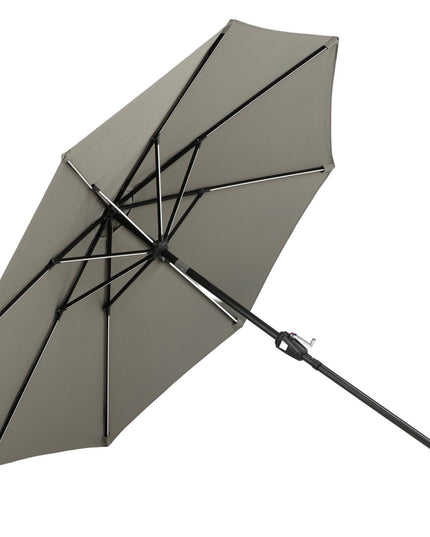 Sabal - aurinkovarjo LED-valolla - harmaa - 270cm - KalusteDuo_Huonekaluliike_Aurinkovarjo