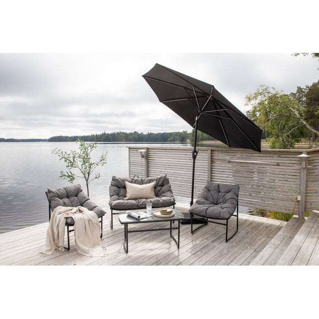 Sabal - aurinkovarjo LED-valolla - musta - 270cm - KalusteDuo_Huonekaluliike_Aurinkovarjo