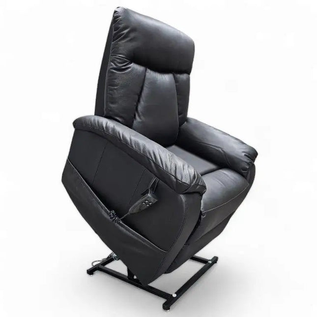Sampo nostoavusteinen recliner musta nahka - KalusteDuo_Huonekaluliike_recliner tuoli