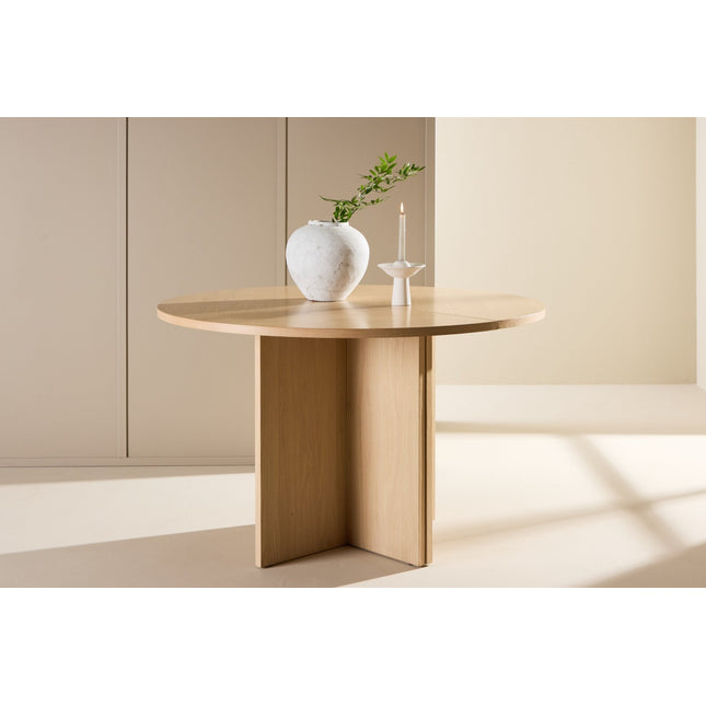 Strada ruokapöytä 120/170 x120x74 cm - valkolakattu / tammiviilu - KalusteDuo_Huonekaluliike_Ruokapöytä