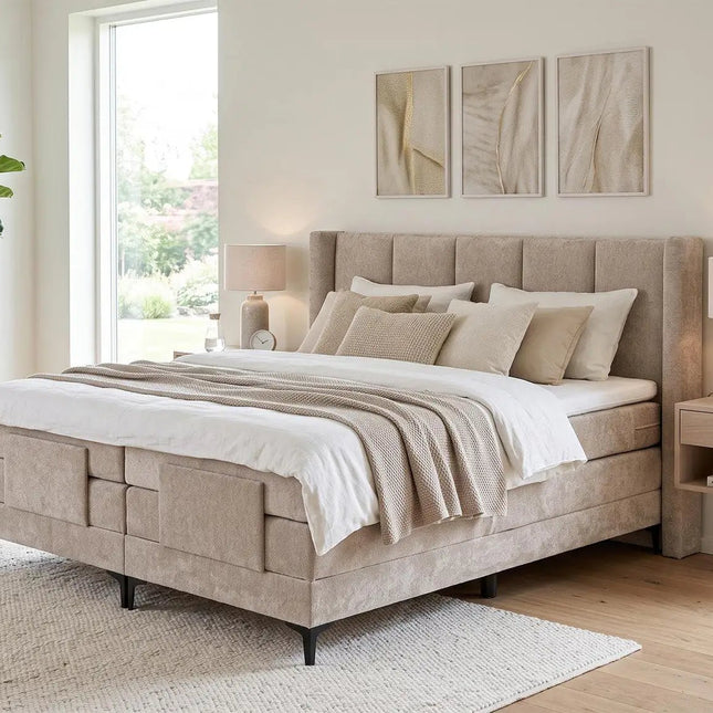Tifano Duo moottorisänky - parivuodesetti beige (160×200 cm & 180×200 cm) - KalusteDuo_Huonekaluliike_Moottorisänky